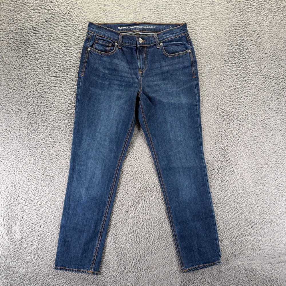 Old Navy Jeans Womens 6 Blue Cotton Denim Boyfriend Straight Leg Faded Stretch